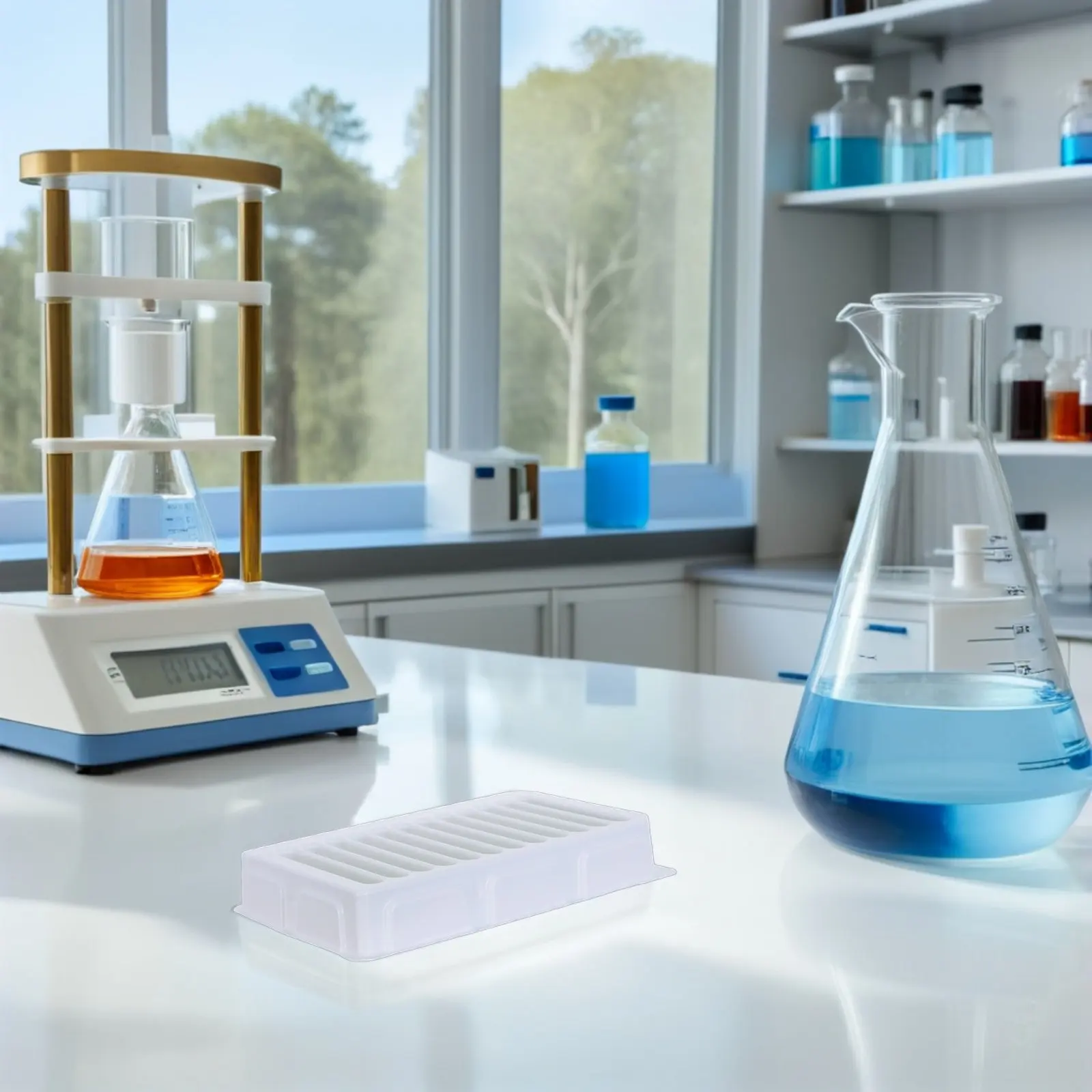 12-Slot Experiment Pipette Slot with Ergonomic Grip for Laboratory Sample Loading Liquid Handling Reagent Loading Tray