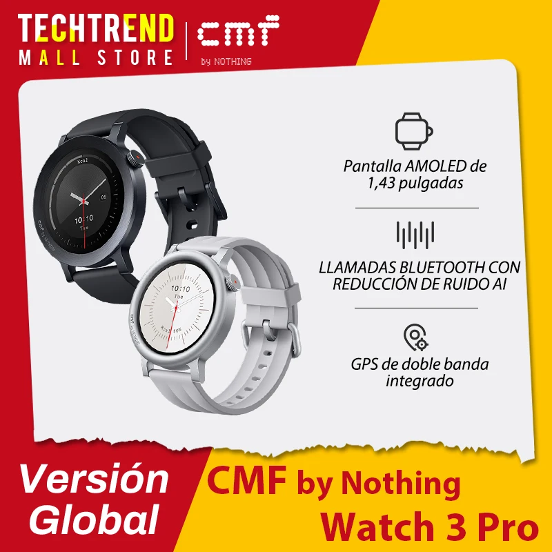 Versione globale CMF Watch 3 Pro Smartwatch AMOLED da 1,43 pollici Batteria fino a 13 giorni Doppio GPS Chiamate Bluetooth con riduzione del rumore