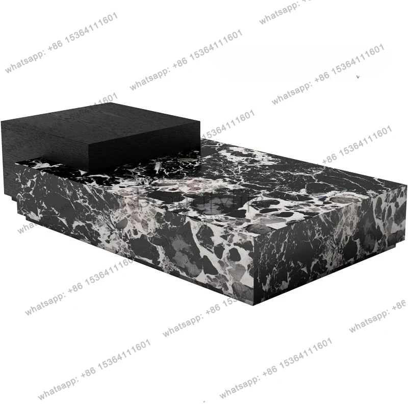 

Tavolino in marmo naturale Combinazione di tavolini in pietra di lusso minimalista italiano leggero e minimalista per soggiorno