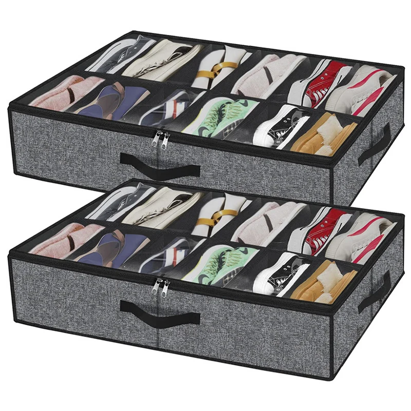 

Dustproof Shoes Boxes Under Bed Shoe Storage Organizer Box Household Foldable Moisture Proof Shoes Visible Storage Box