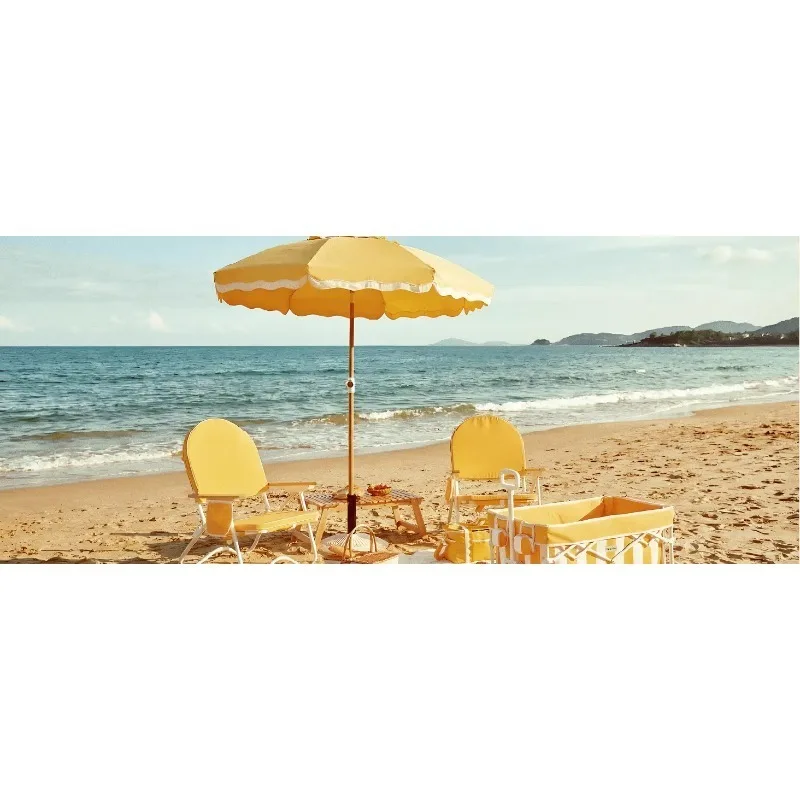 Beach Patio Umbrella Fiberglass Pole UPF50+ Sun Shade Tilt Portable Outdoor Pool Garden Backyard Parasol