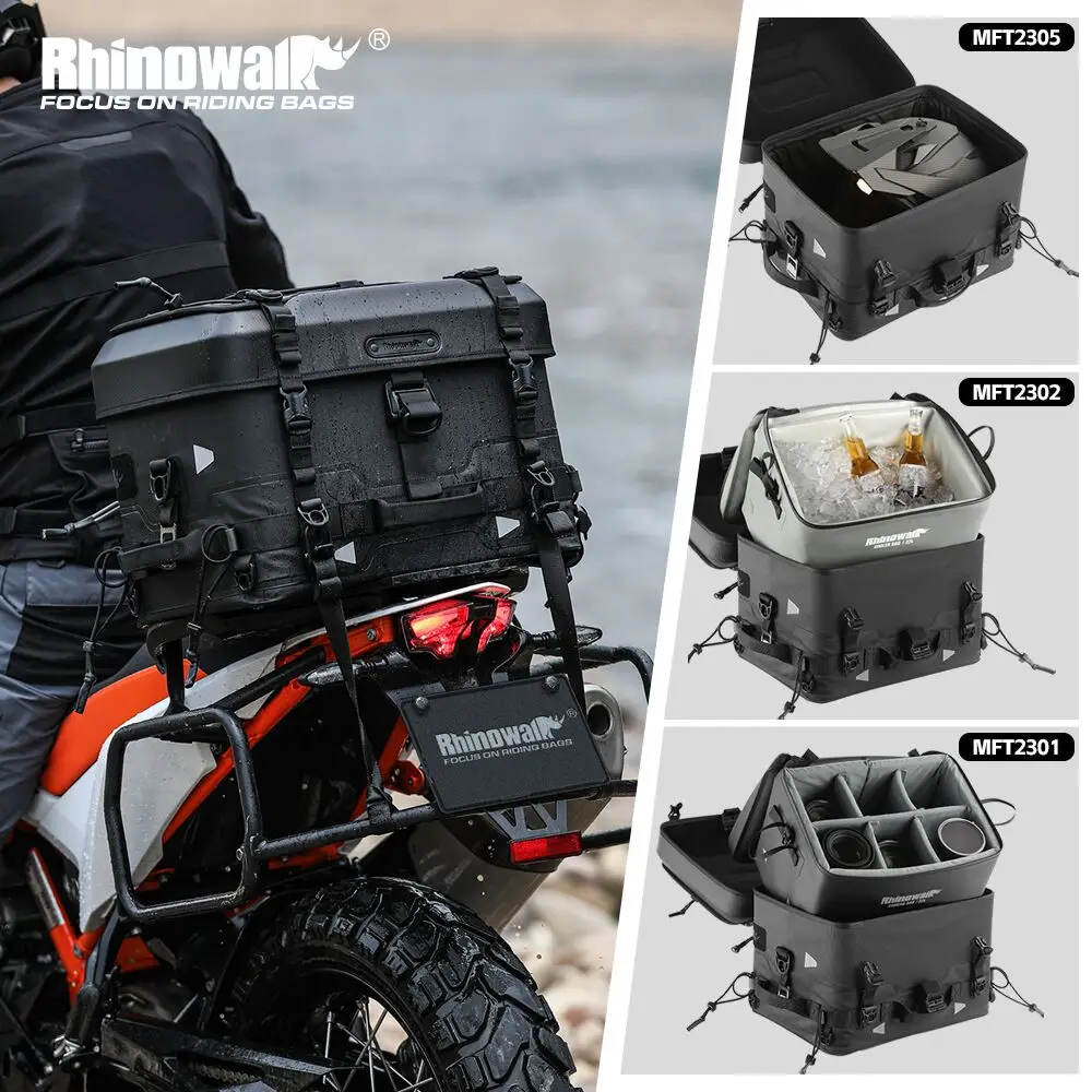 

Rhinowalk Motorcycle Tail Bag Waterproof Motor Back Seat Bag Camera Or Cooler Bag Motorcycle Hard Case Luggage Full Helmet Bag