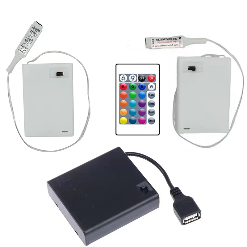 Portable Mini AA Battery Holder Storage Box Case USB Power Supply Battery Box For 5V LED Strip Light