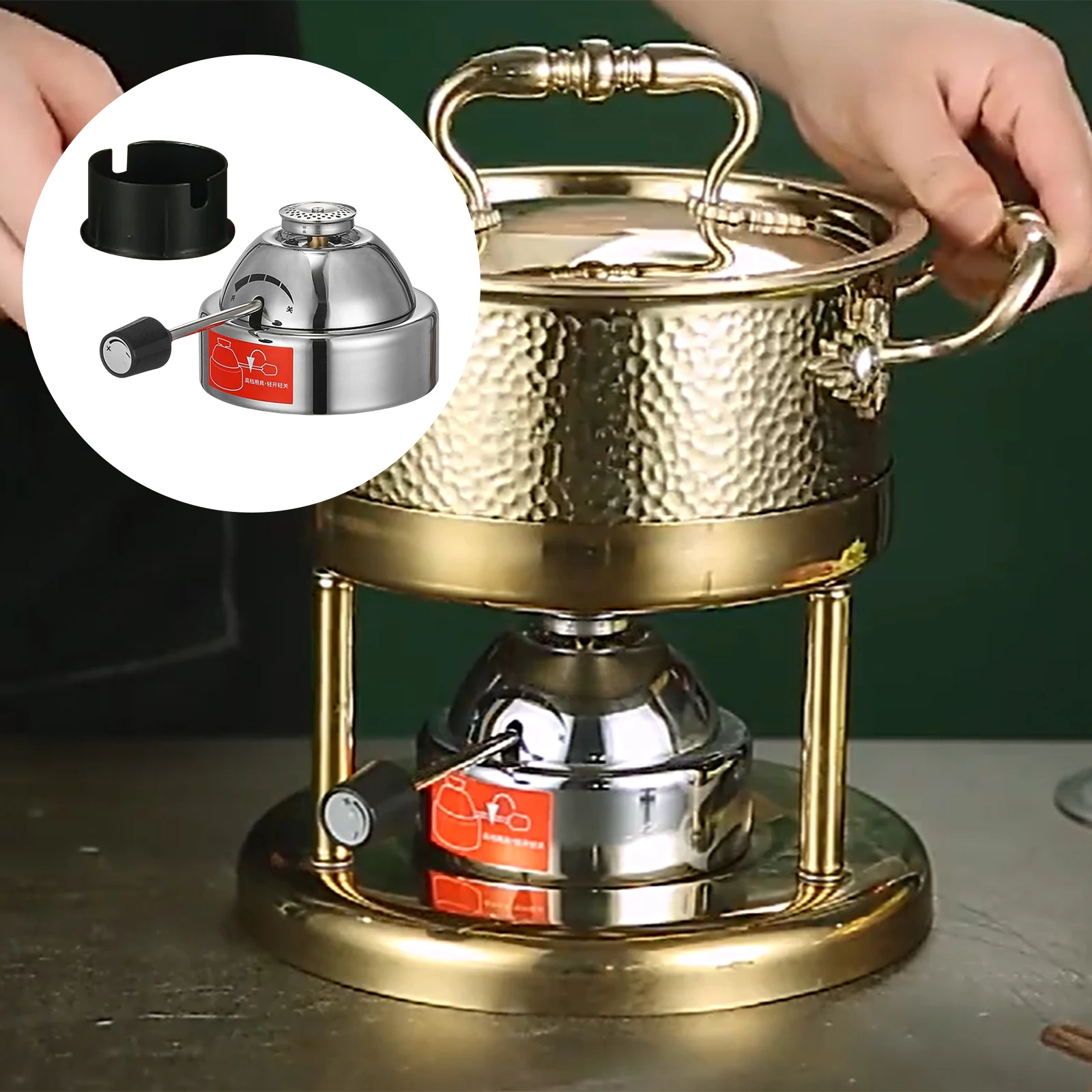 Butane Mini Burner Portable Gas Burner Inflatable Coffee Brewing Stove with Gas Valve Pipe Butane for Trekking Hiking and Picnic