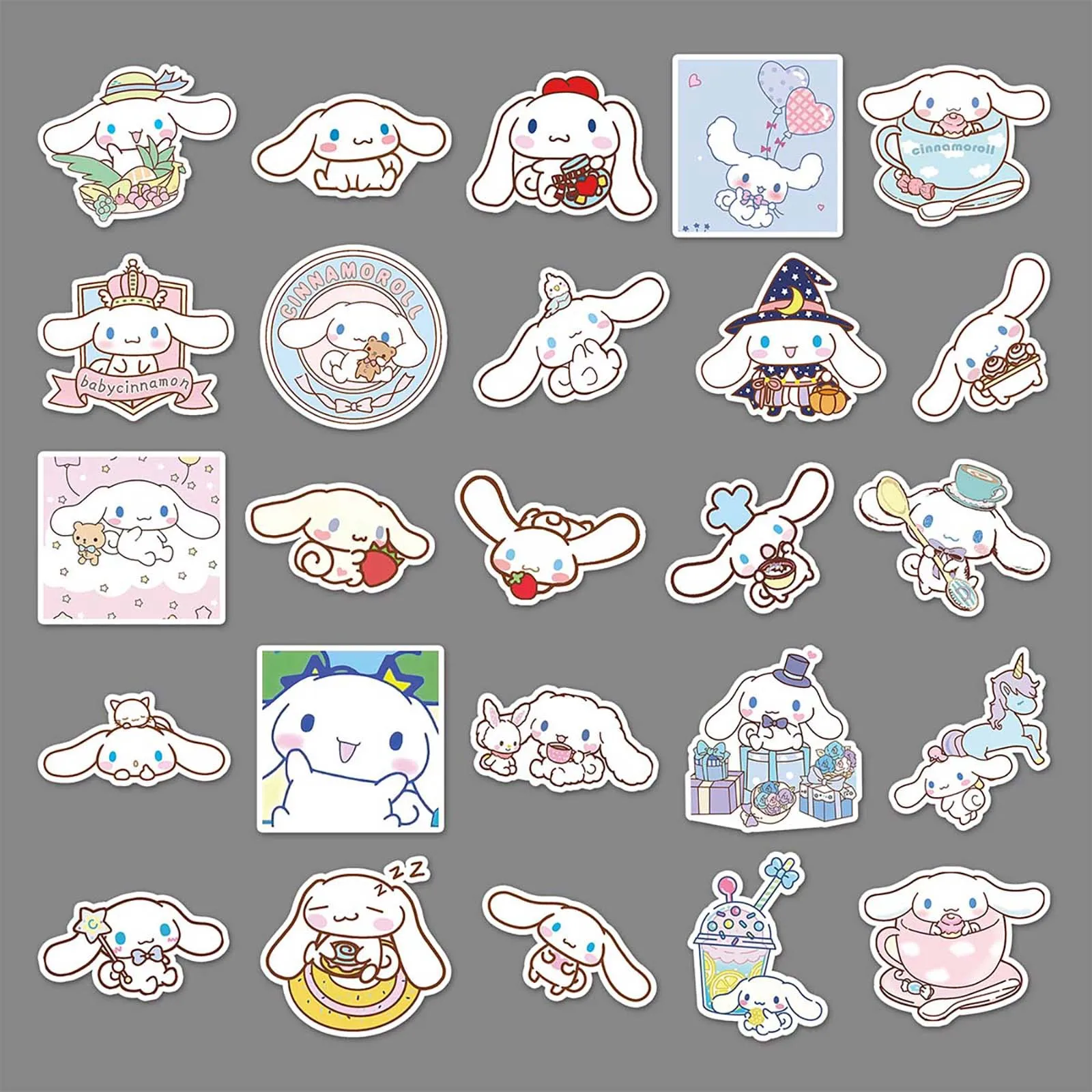 50PCS Cute Cinnamoroll Cartoon Stickers Sanrio Anime Graffiti Sticker Decals for Toy Gift Phone Diary Skateboard Guitar