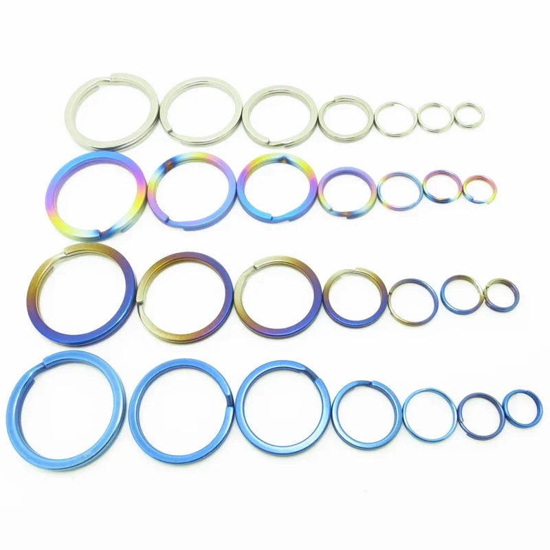 2PCS/lot Titanium TC4 Ti Round Metal Keyring EDC Split Key Ring Key Chain 10mm/12mm/14mm/18mm/25mm/28mm/32mm Keyring Accessories