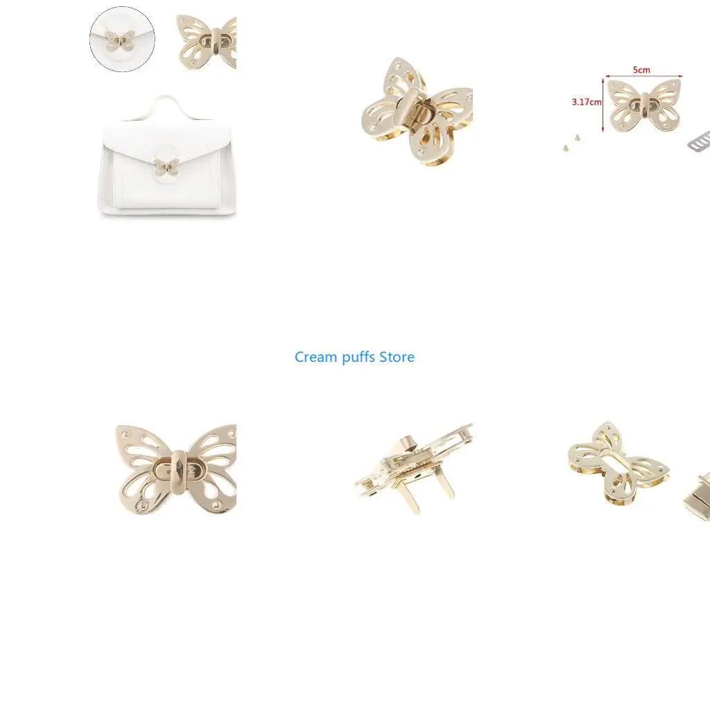 50LE Women for Butterfly Metal DIY Clasp Turn Twist Lock for Handbag Shoulder Bag Pur