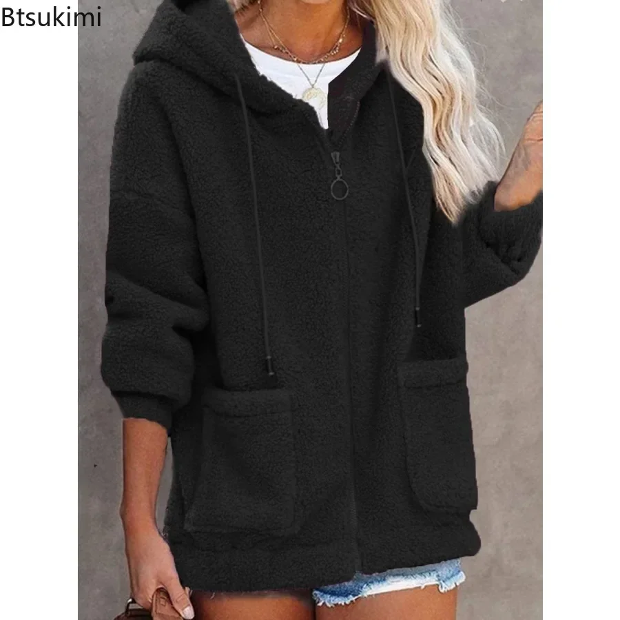 Thicken Plus Velvet Women Sweatshirts Autumn Winter Lamb Fleece Sweater Casual Hoodies Loose All-match Zipper Cardigan Jacket