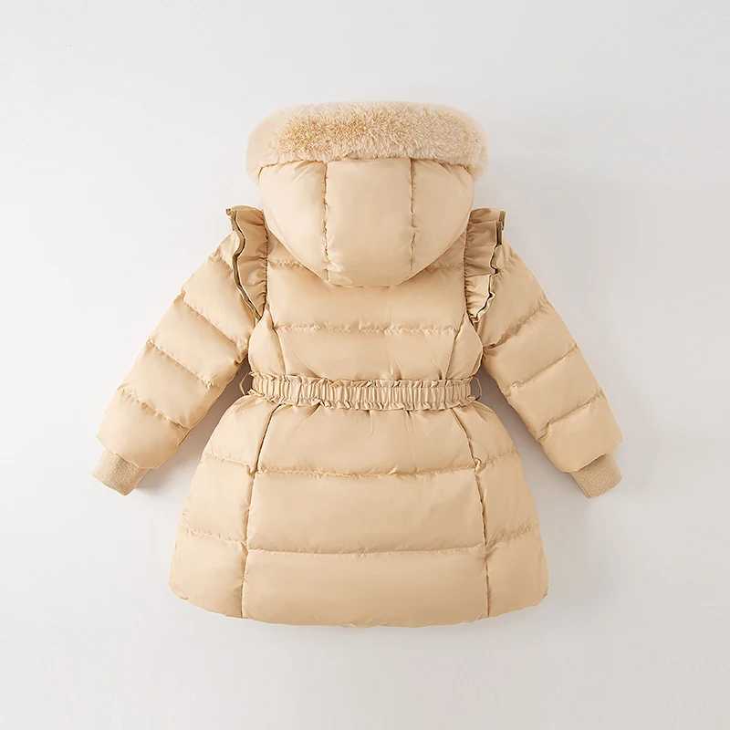 Dave Bella Winter Baby Girls 5Y-13Y Fashion Solid Hooded Down Coat Children 90% White Duck Down Padded Kids Jacket DK4224028