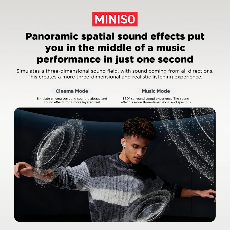 MINISO MS106 Bluetooth Earphones In-Ear Soft AI Translator Earbuds Wireless Headphones With Mic Waterproof IPX5 Airs Pro - view 5