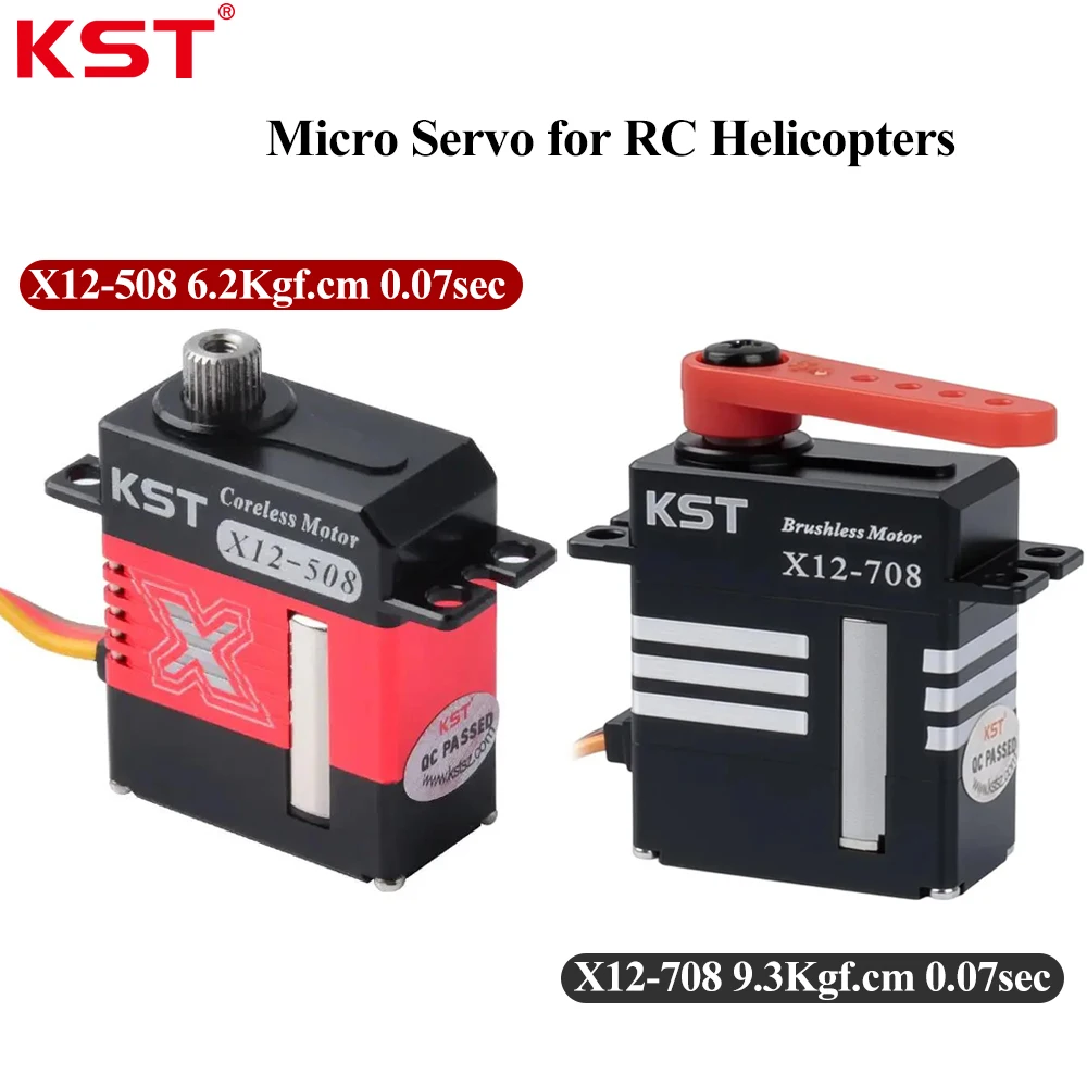 

KST X12-508 Metal Gear HV Digital Micro Servo / X12-708 Brushless Micro Servo 9.3Kgf.cm 0.07sec for 380/420/450 Size Helicopter