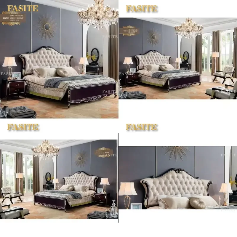 For French Style Luxury Vintage King Size Bed Elegant Bedroom Furniture Set High End Sleep Furniture