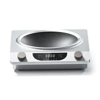 TINME Induction Cooker 3000W 220V Stainless Steel Single Induction Cooktop Concave Induction Stoves Knob Control Kitchen Cooker