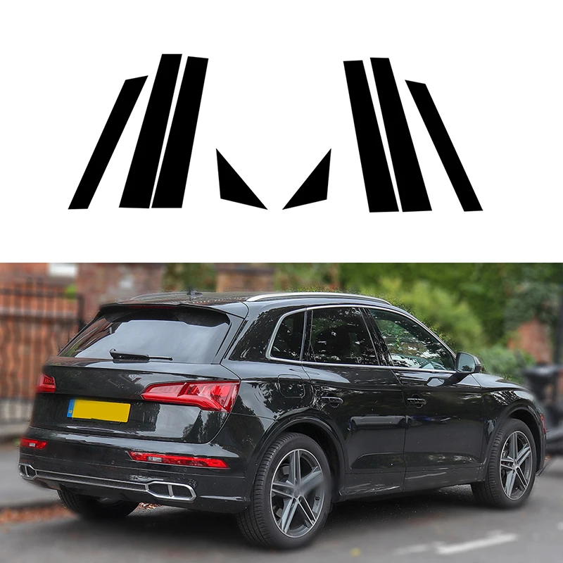 6pcs Car Window Pillar Posts Decal Cover Stickers for Audi Q5 80A 2018 2019 2020 2021 Exterior Accessories