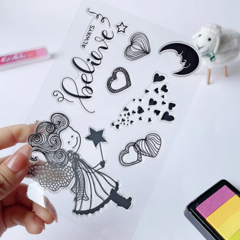 Cute Elf Girl Transparent Silicone Finished Stamp DIY Scrapbooking Rubber Coloring Embossed Diary Stencils Decoration Reusable