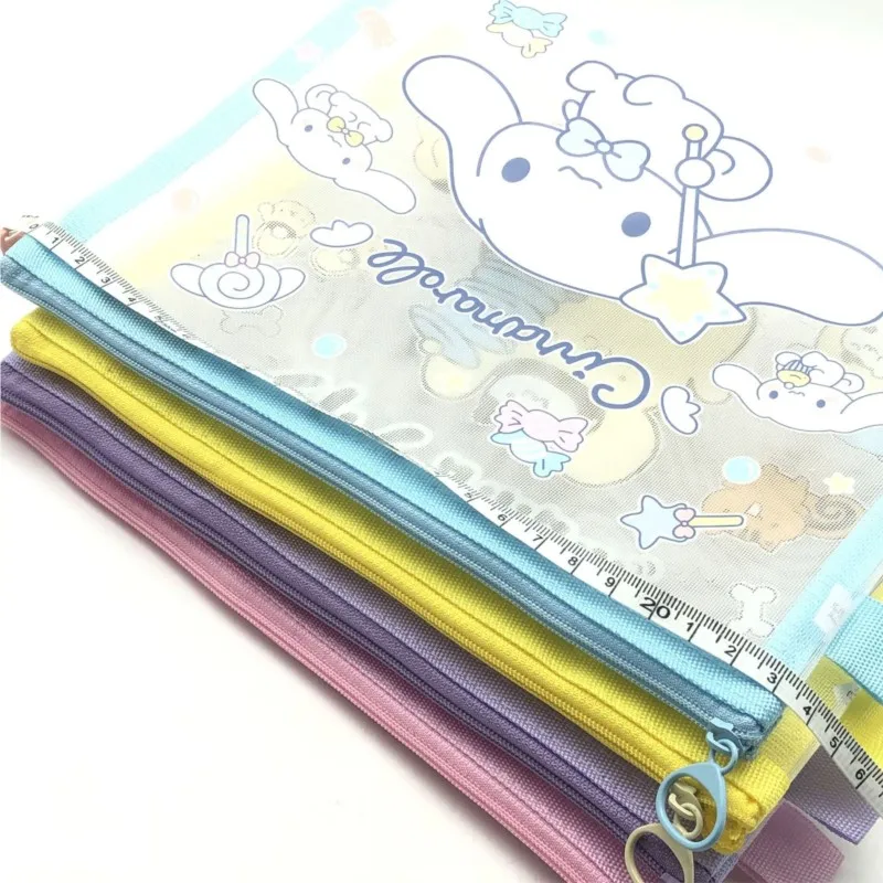 Kawaii Sanrio A5 Mesh Rits Opbergzakje Melodie Kuromi Cinnamoroll Document Tas Student Briefpapier Organisator Schoolbenodigdheden