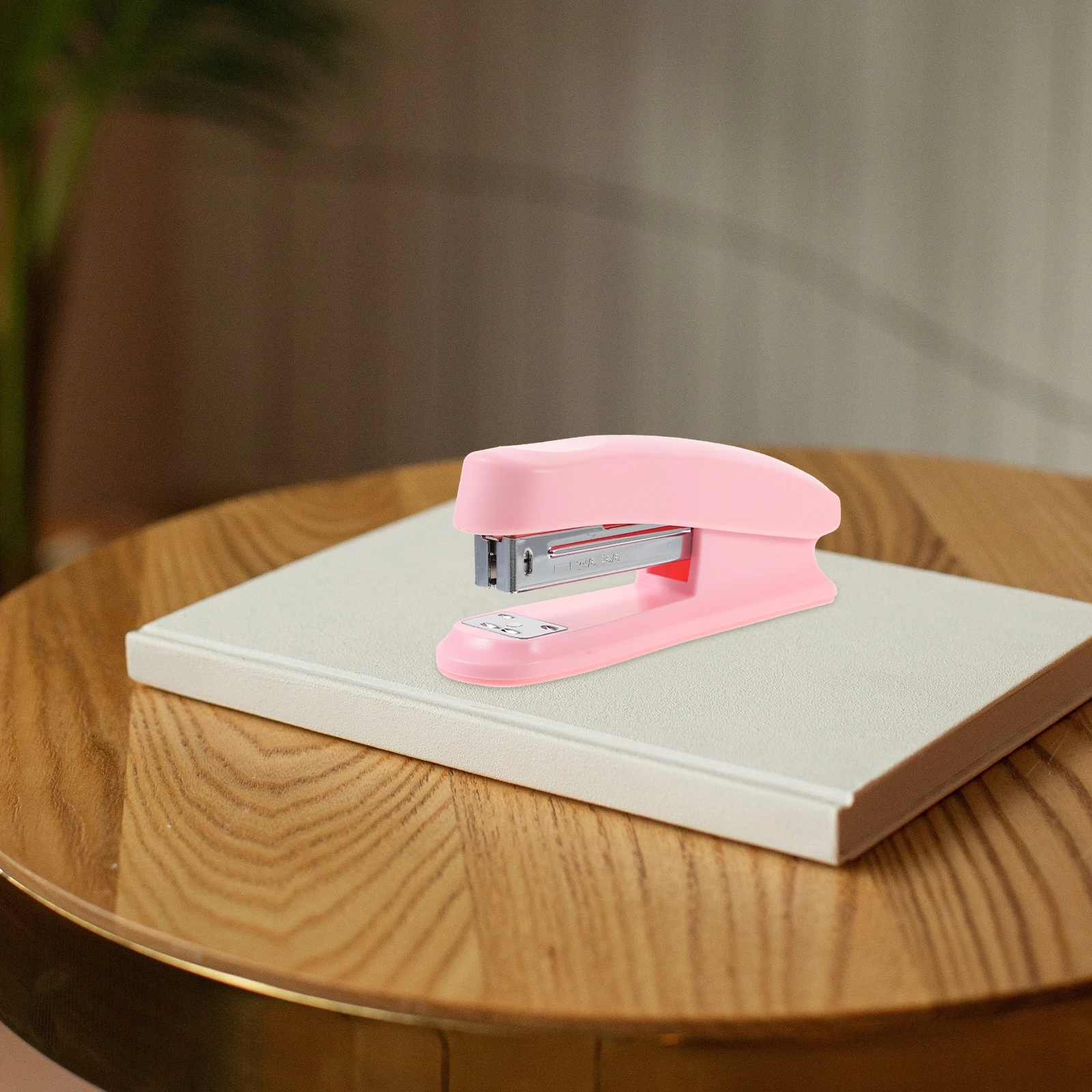 

Portable Desk Stapler Pink Office Gadgets Small Metal Manual Desktop Supplies Durability Use