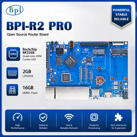 BPI-R2 Pro Rockchip RK3568 Router Board 2GB LPDDR4 16GB eMMC OpenSource Board for Embedded Development from Bnanana Pi Team