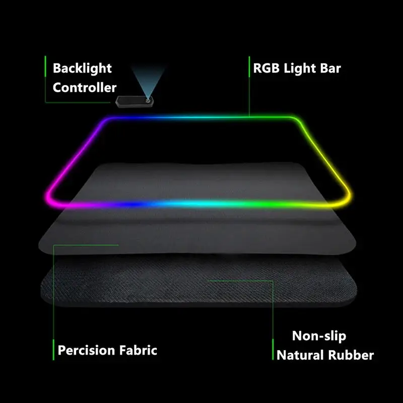 Imagem -03 - Mouse Pad Rgb Impresso hd para Gamer Led Laptop Base de Borracha Mat com Luz de Fundo Computador pc Teclado Mesa Xxl Aeronave 90x40