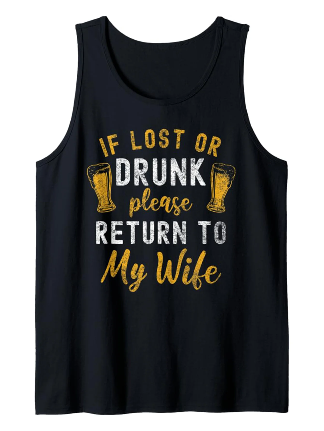 

Men's Pure Cotton Sleeveless Vest with Humorous Whiskey Print - Black Pattern Suitable for Outdoor Entertainment