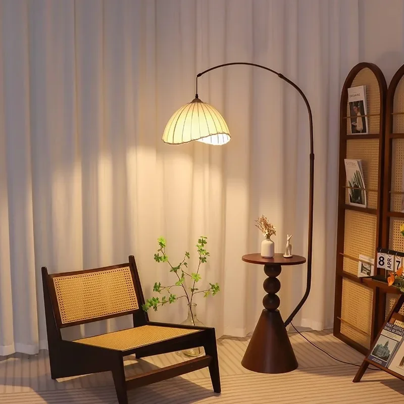 

American Vintage Fishing E27 Led Floor Lamps for Living Room Sofa Side Shelf Standing Lamp Bedroom Bedside Lights Home Decor