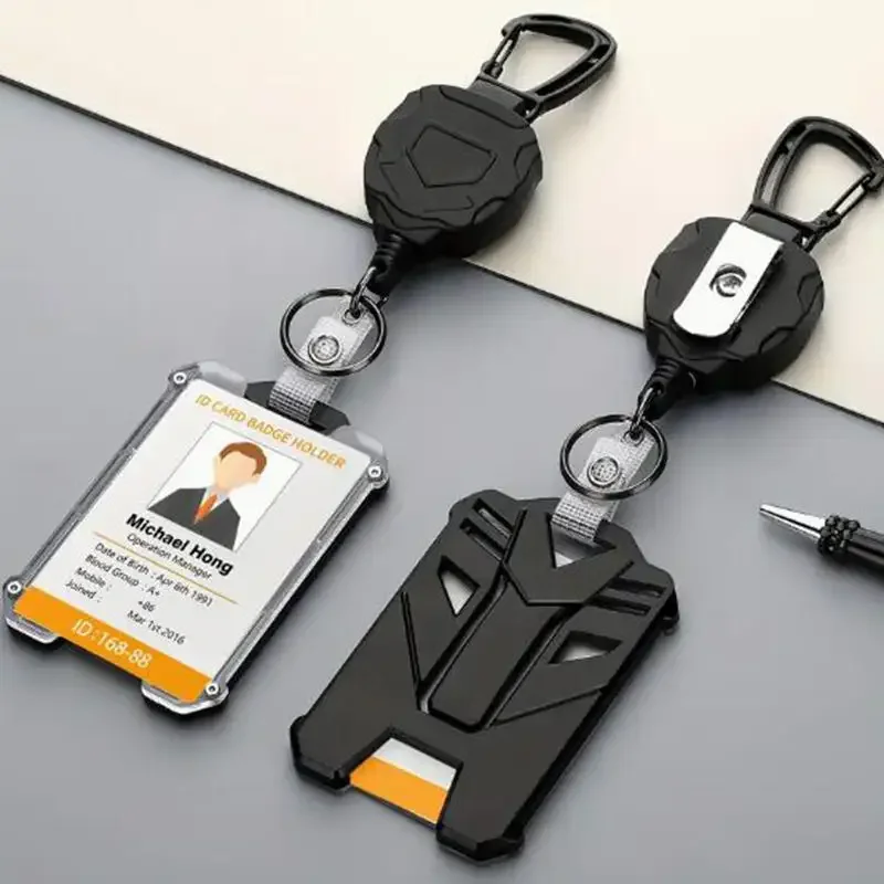 Clip para carrete de insignia, cubierta para tarjeta de crédito, funda para tarjeta de autobús, soporte retráctil para insignia, Clip para insignia, soporte de identificación resistente 2025