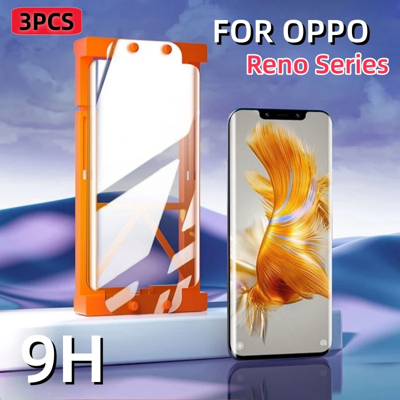 3Pcs For Oppo Reno 12 11 10 9 Pro8 7 6 5 4 3 Plus Reno10  Reno11 Screen Protector Protective With Install Kit Not Tempered Glass