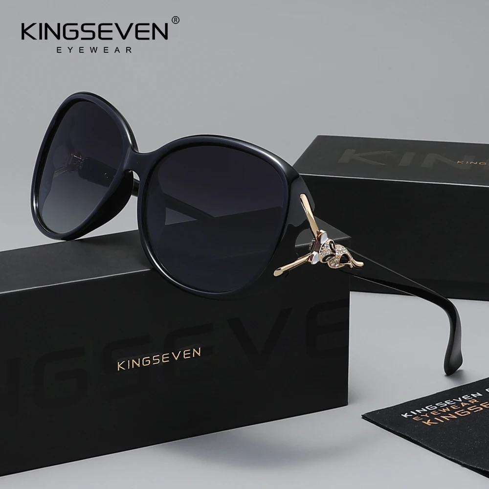 

KINGSEVEN New Fashion Women's Sunglasses UV400 Polarized Anti-glare Fox Oval Shopping Luxury Eyewear