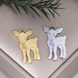 2pcs Stainless Steel Cute Sika Deer Fawn Charms Pendants For Jewelry Making Findings DIY Necklace Bracelet Accessories