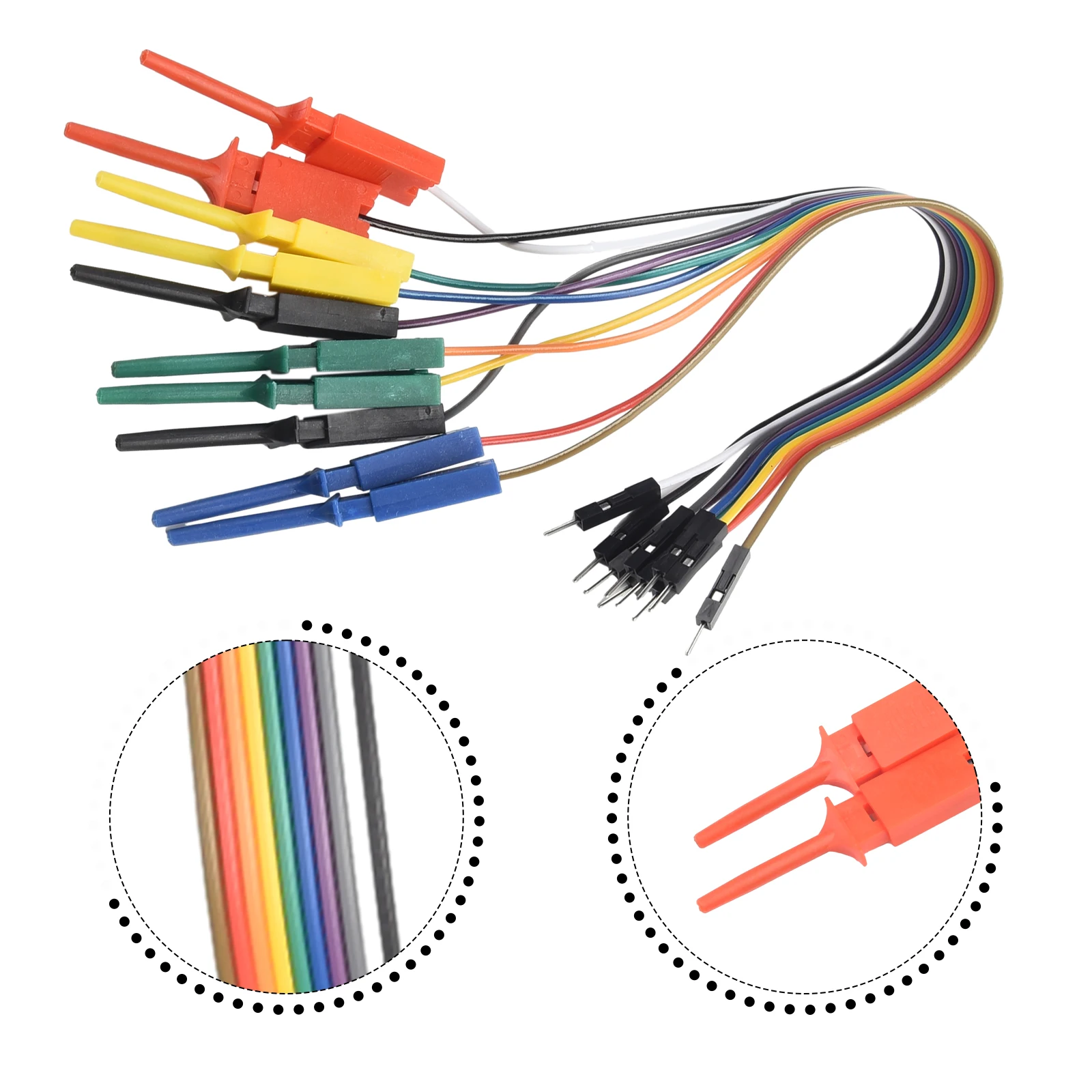 1 Pc 20cm 10Pin Logic Analyzer Cable Test Lead Hook Cable Clamp 5 Color Probe Testing Electrical Equipment High Efficiency