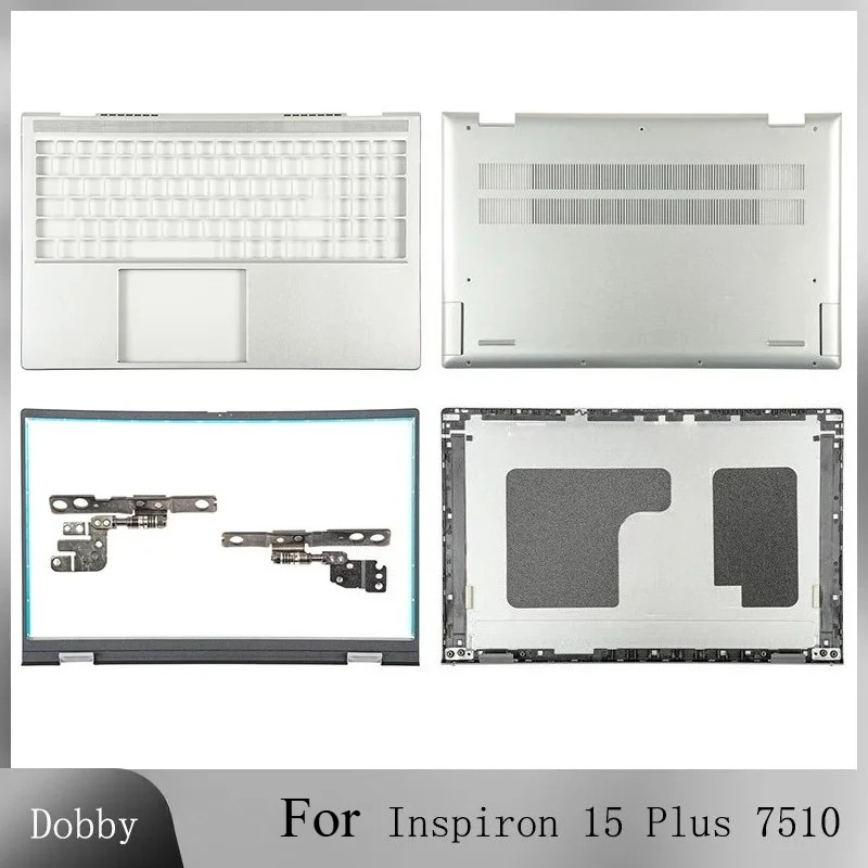 

Laptop Parts For Inspiron 15 Plus 7510 LCD Back Cover Bezel Palmrest Bottom Case Hinges Notebook Case Repair 007DY0 Silver Shell
