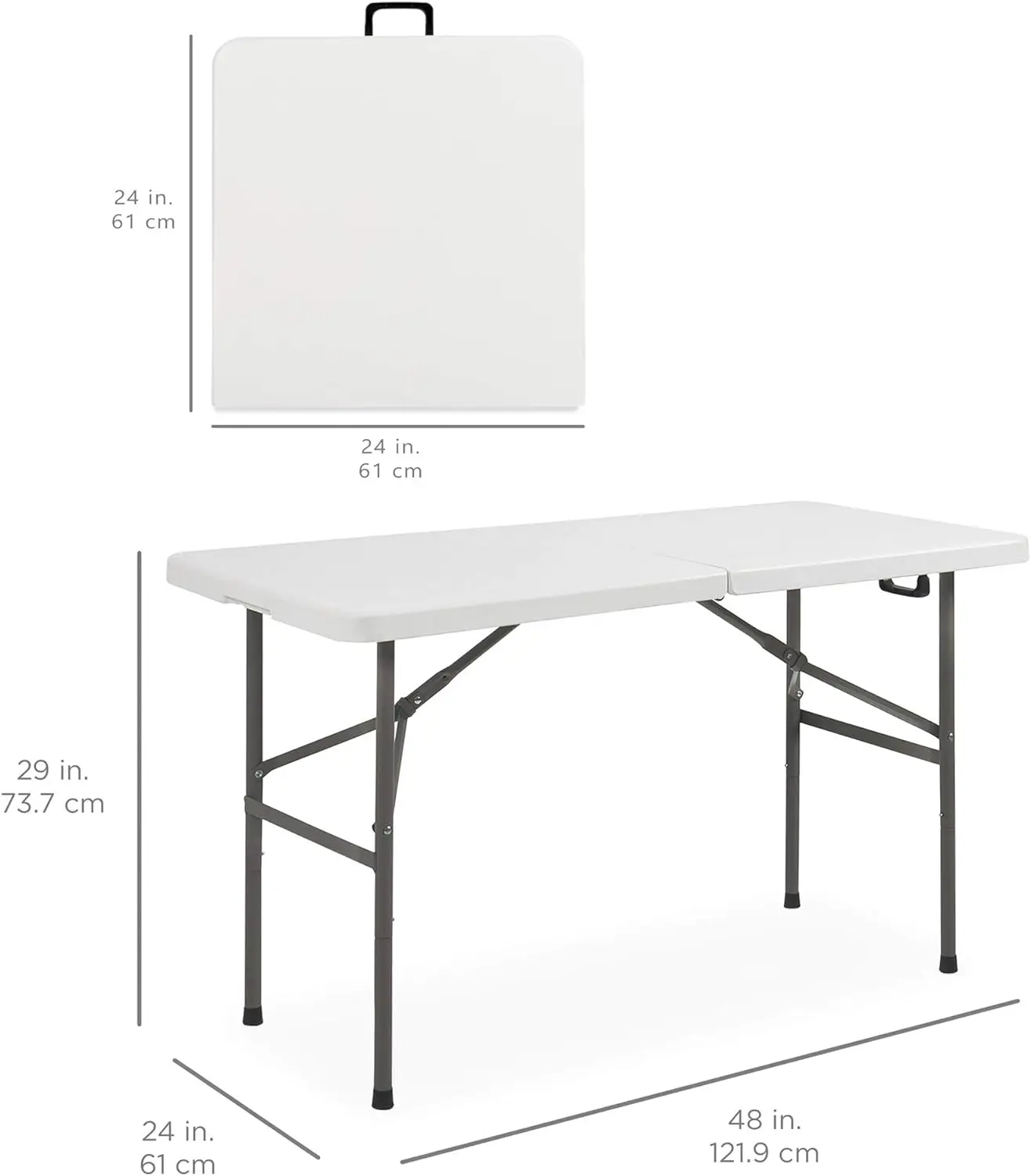 Comfort Corner 4ft Plastic Folding Table, Indoor Outdoor Heavy Duty Portable w/Handle, Lock for Picnic, Party, Camping - White