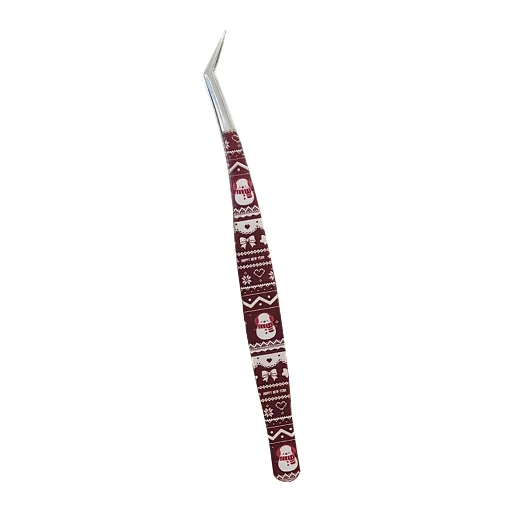 Metal Curved Stickers Tweezers Anti-static Cartoon False Eyelash Tweezers High Precision Bean Tweezers Miniature Scene Stickers