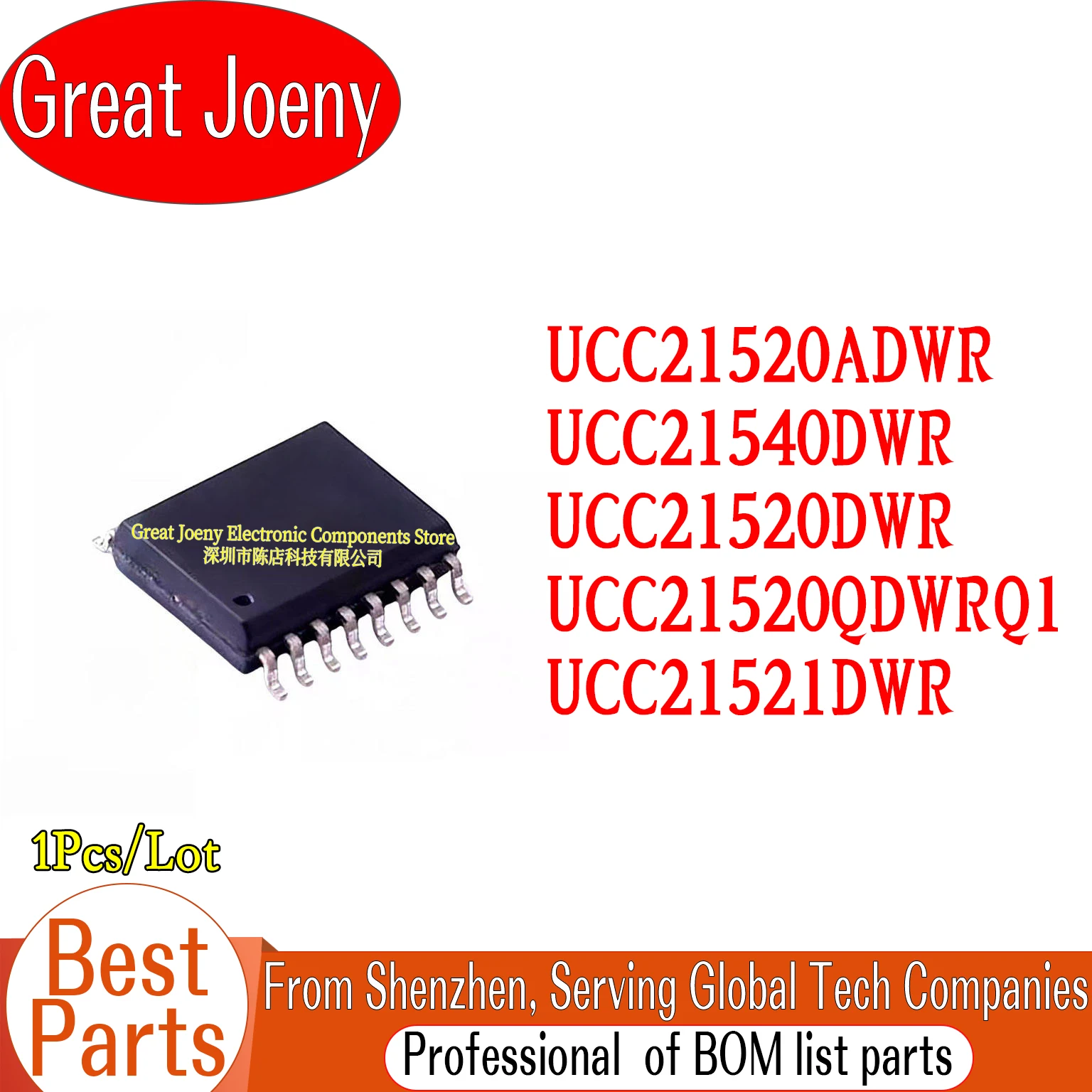 

100% New Original UCC21520A UCC21540 UCC21520 UCC21520Q UCC21521 UCC21520ADWR UCC21540DWR UCC21520DWR UCC21520QDWRQ1 UCC21521DWR