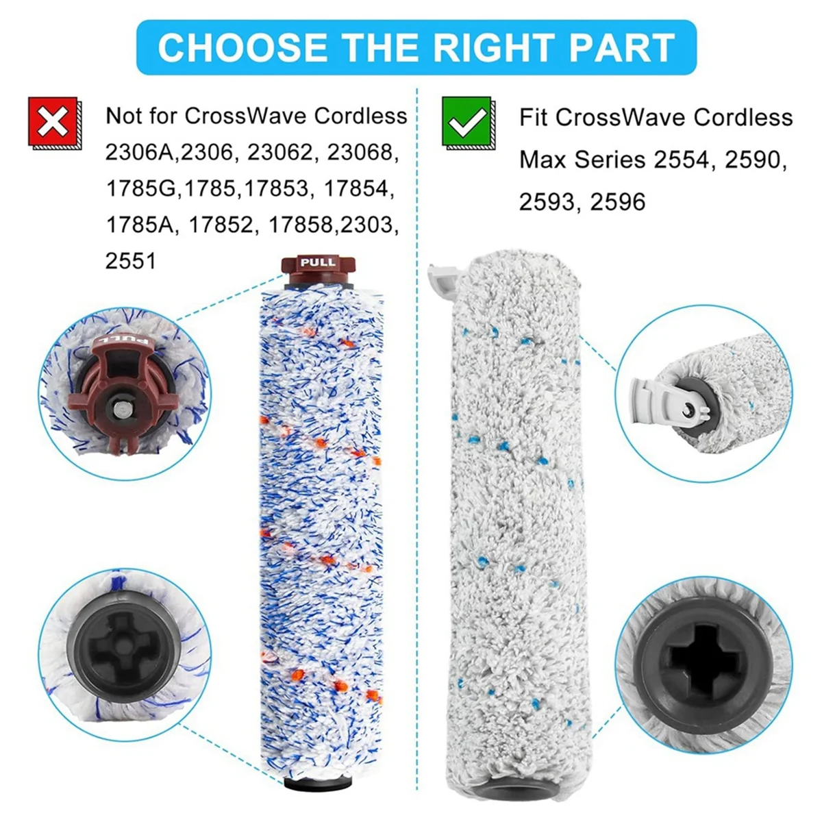 Peças de reposição populares para bissell crosswave sem fio max 2554 2554a série rolos de escova multi-superfície 2787 filtros 1866