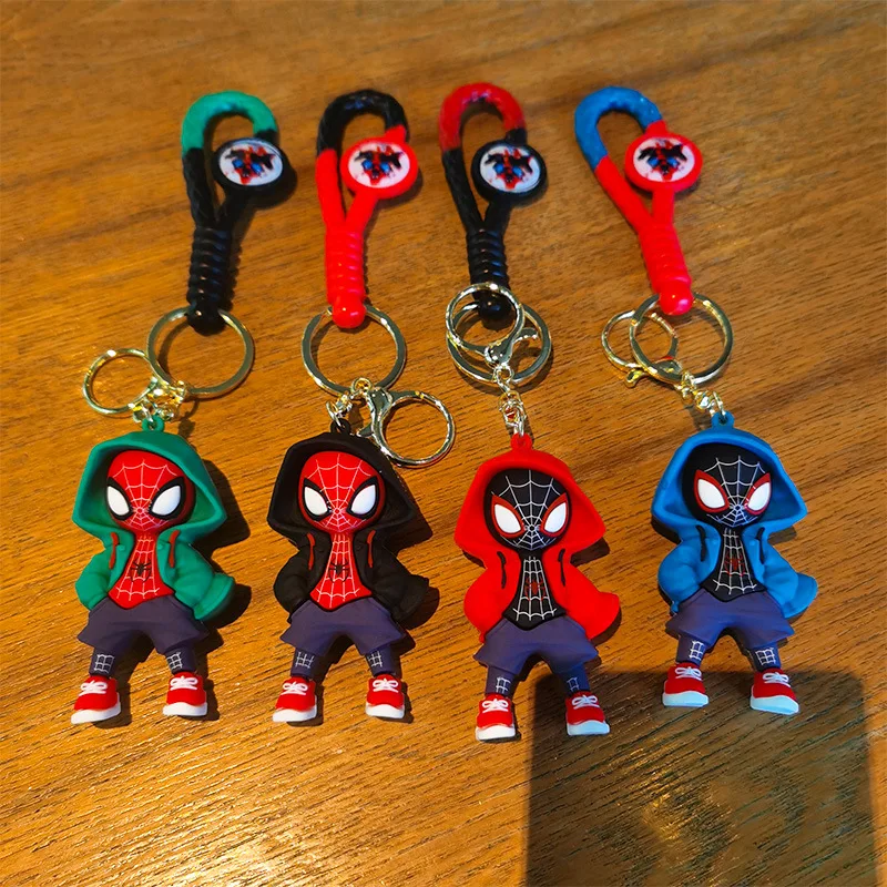 Disney Marvel SpiderMan Keychain Cute Anime Figure Q Version Superhero Doll Model Backpack Pendant Charms Children's Toys Gifts