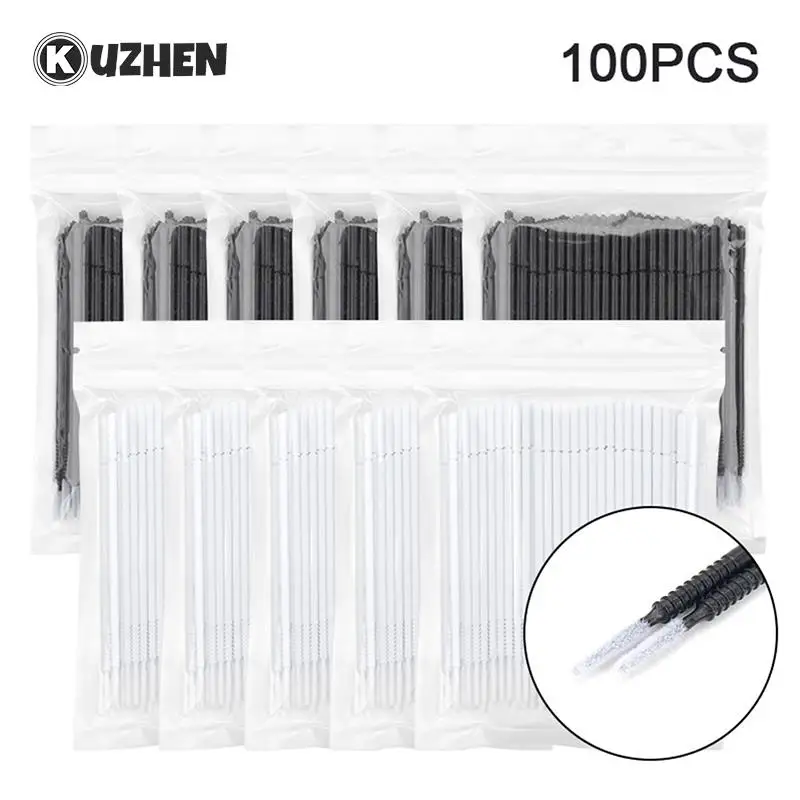 Coton-tige jetable pour application de Mascara, brosse pour cils, maquillage, outils pour enlever les extensions, 100 pièces
