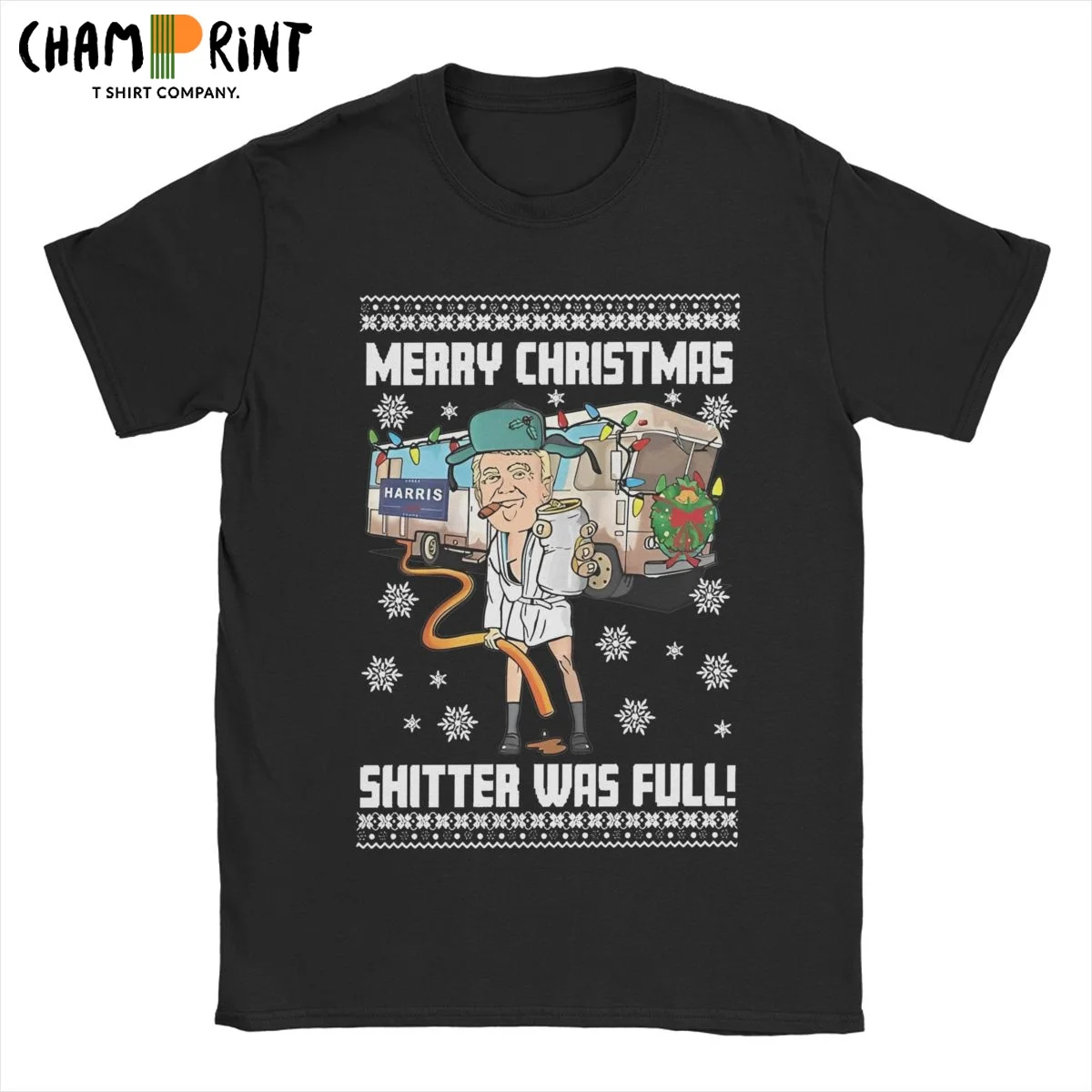 Donald Trump Merry Christmas Shitter Was Full Trumpmas Xmas Daddys Home Men's T Shirts Tee Shirt T-Shirt 100% Cotton Clothes