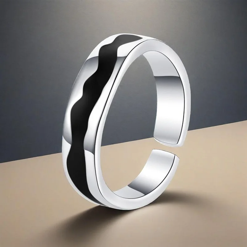 

Простые стерлингового серебра 925 пробы, нерегулярный синий клей, открытый браслет изменяемого размера, женские и мужские кольца для юбилейной вечеринки, модные ювелирные изделия, подарки