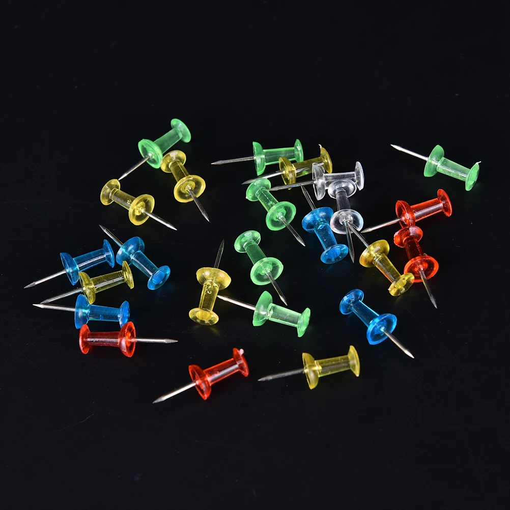 100PCS Colorful Push Pin Assorted Transparent Making Thumbtack Pins Cork Board Office School Stationery