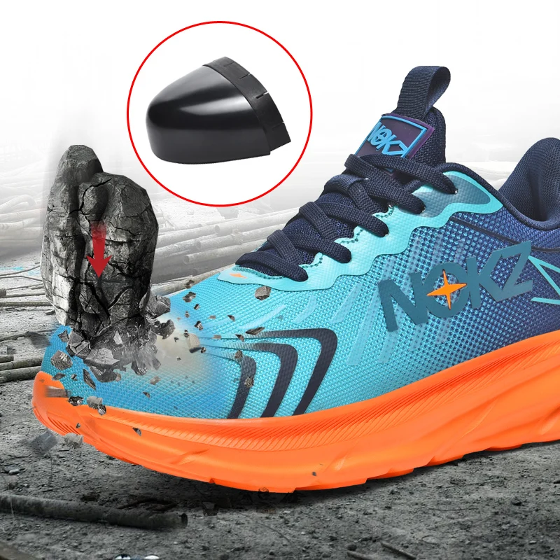 Men Steel Toe Safety Shoes Breathable Low Top Work Shoes, Non-slip Rubber Sole, Shock Absorbing Insole, Durable Upper, All Day C
