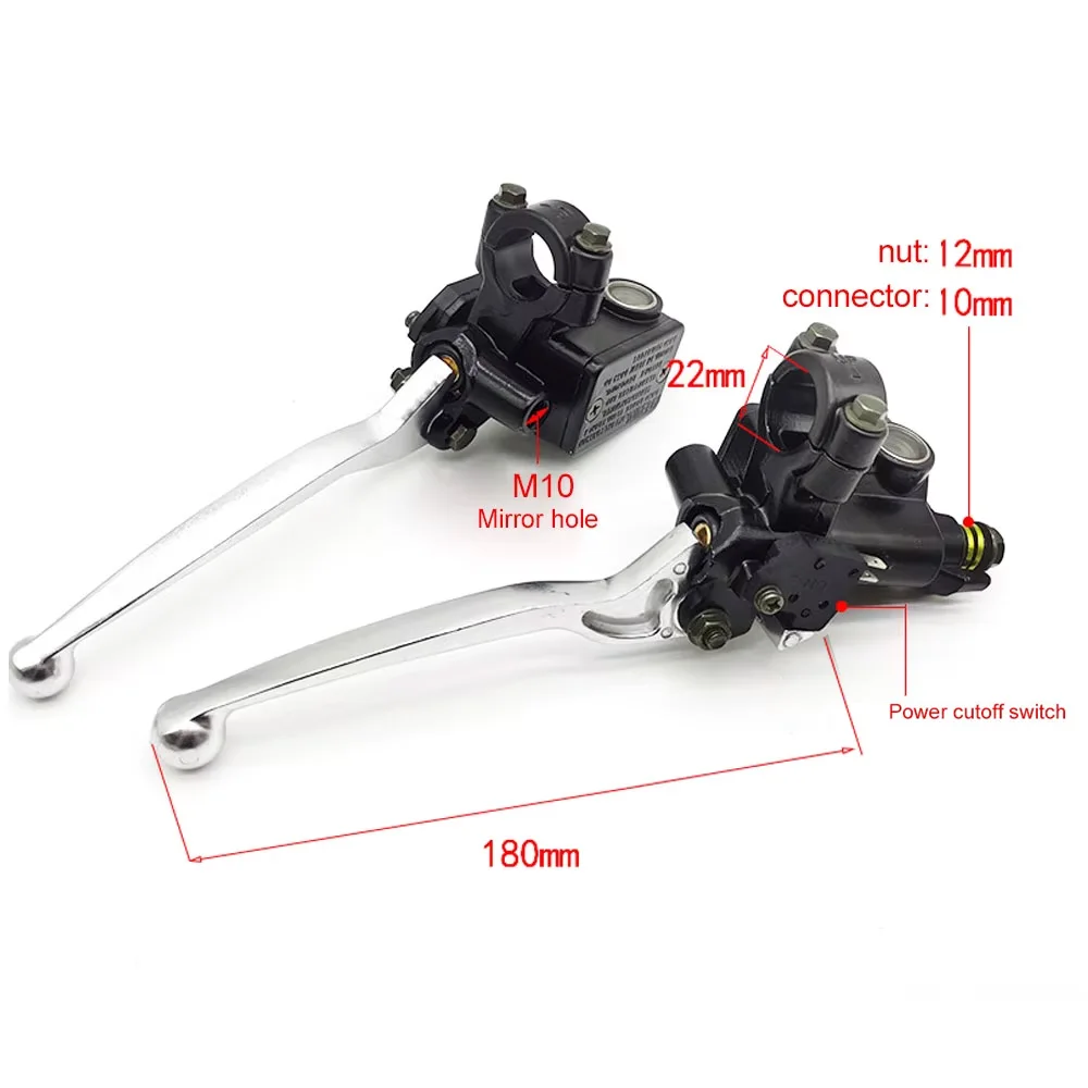 Motorrad-Bremspumpe, vorderer Hauptbremszylinder, hydraulischer Bremshebel, links und rechts, M10-Spiegelbohrung für 22-mm-Lenker, T2/T3/T5 – Detail 2