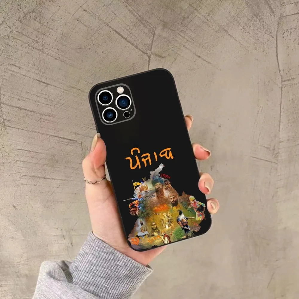 Painting Punjab Map Phone Case For iPhone 15,14,13,12,11,Plus,Pro Max,XS,X,XR,SE,Mini,8,7 Soft Silicone Black Cover image 2