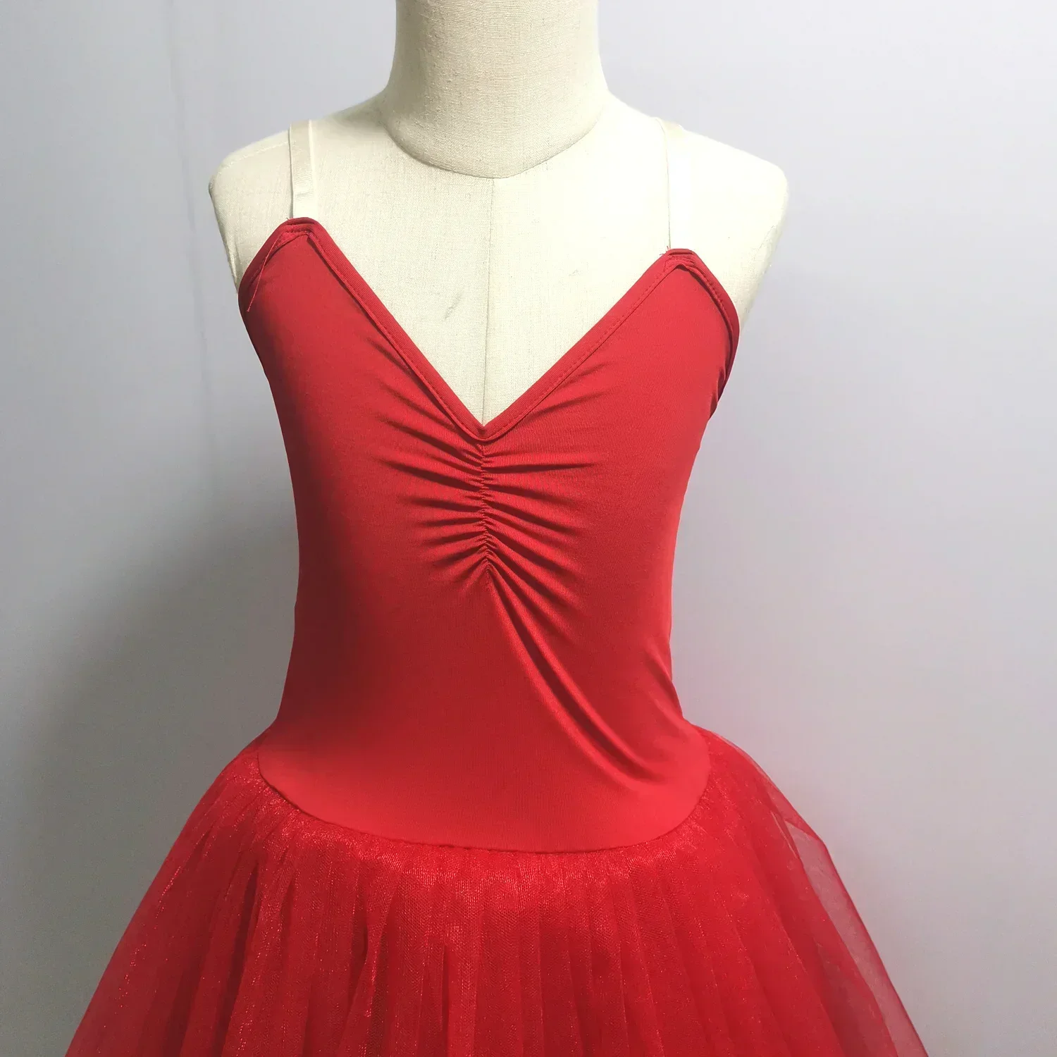 تنورة الباليه الحمراء أزياء الرقص الشرقي فستان الأداء لمرحلة البجع البيضاء للفتيات #4