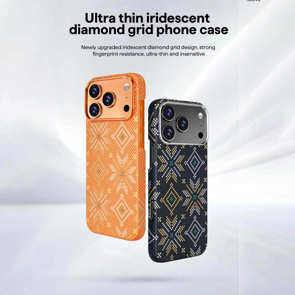 

For iPhone13 14 15 16 17 Pro Max Air Case Premium Ultra Thin Strong Magsafe Suction Diamond Grip Carbon Fiber Pattern Back Cover