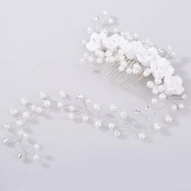 Elegant Bridal Imitation Pearls Headwear Hair Band Wedding Flower Pearl Hair Ring Sweet Romantic for Girls Hair Jewelry Headband