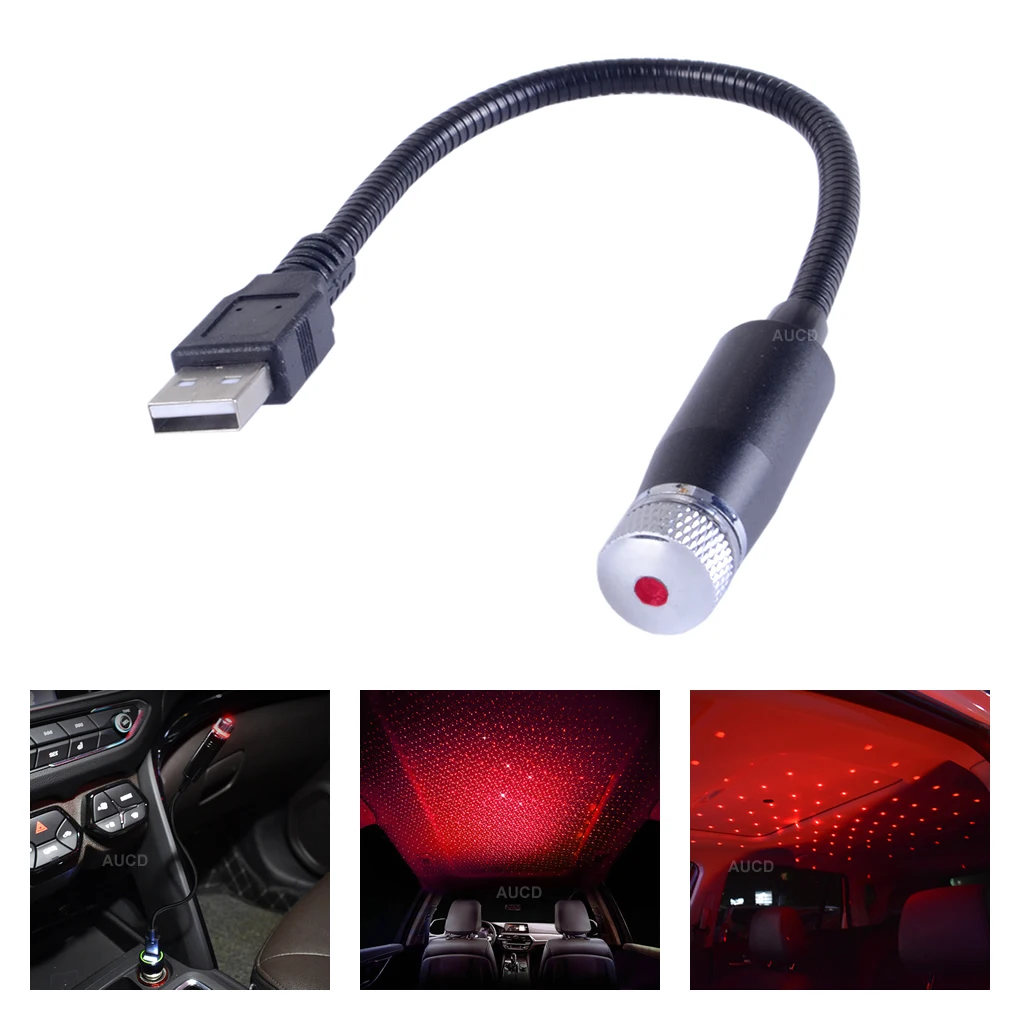 

R100mW 180mm/7inch Red Adjustable Night Lights Car Roof Ceiling Interior Laser Ambient Lights USB Starry Lamp DJ Stage Lighting