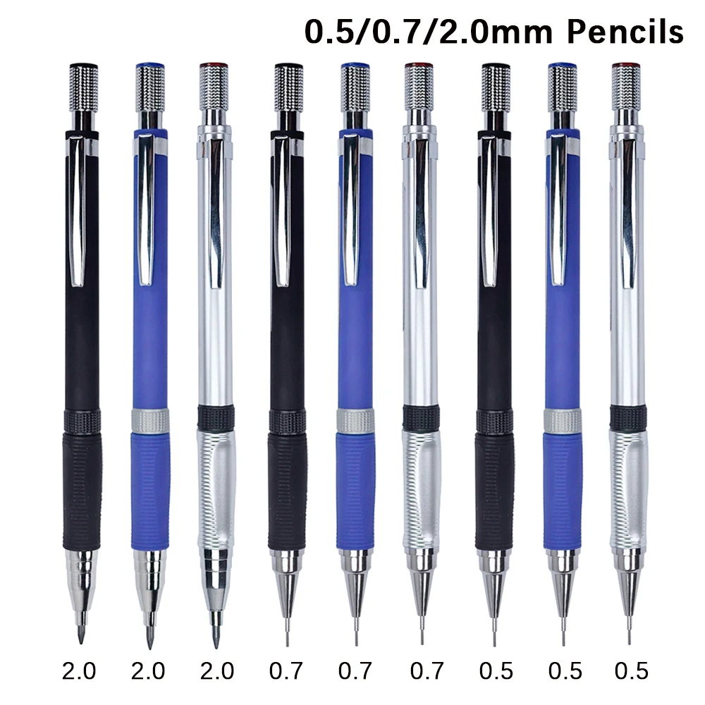 Mechanical Pencil Set With Eraser 0.5 0.7 2.0mm 2B Lead Refill For Sketching Painting Writing Office School Stationery