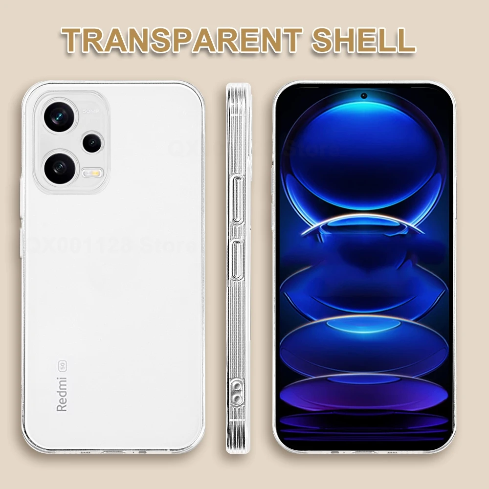 Clear Silicone Phone Case For Xiaomi Redmi Note 13 Pro 12 11 Pro Plus Redmi 13C 12C 12S Note 10 9s 9 Pro Max 5g Back Cover Case