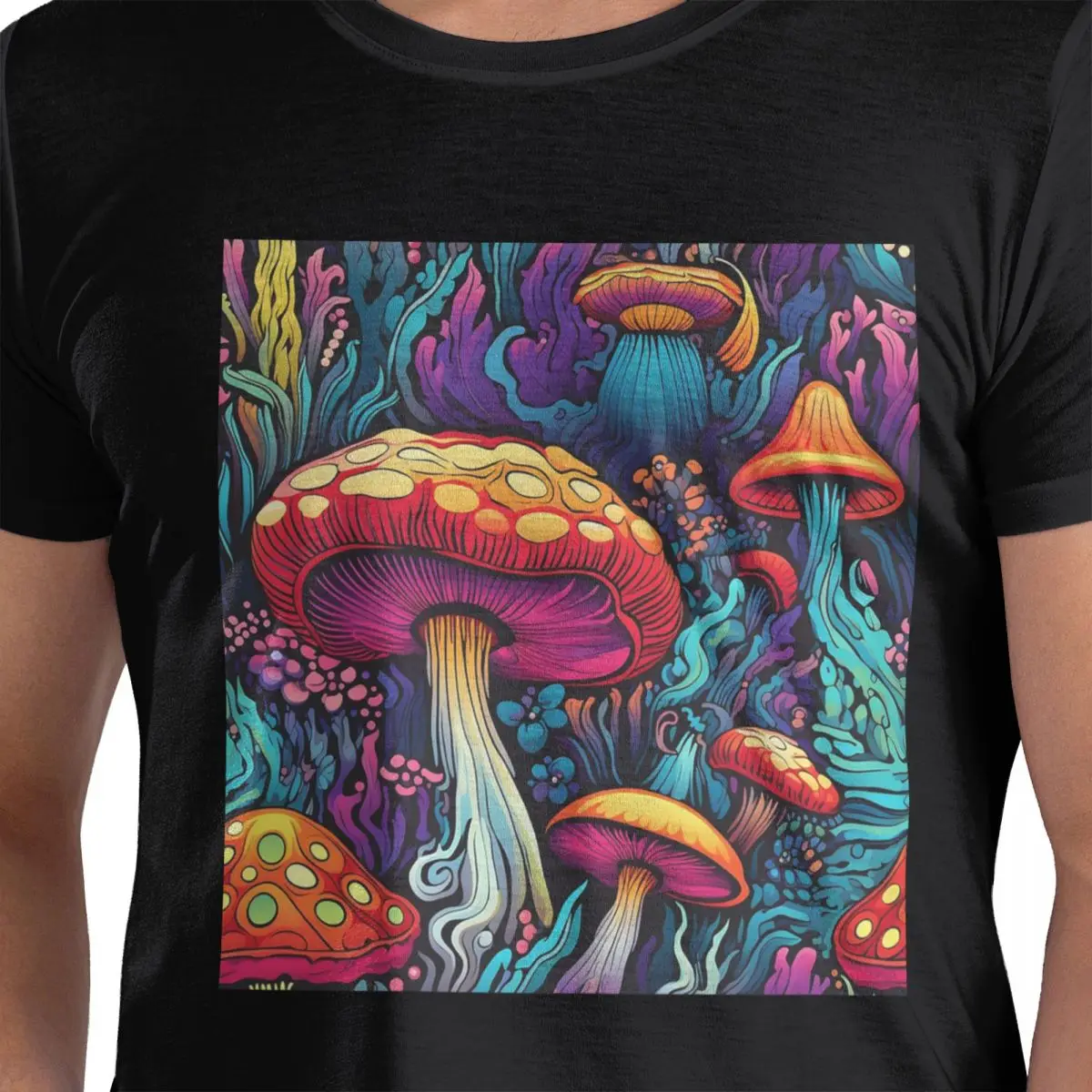

Мужская футболка с психоделическими грибами Acid Trippy Weird, хлопковые футболки больших размеров, мужская одежда с короткими рукавами и круглым вырезом, топы